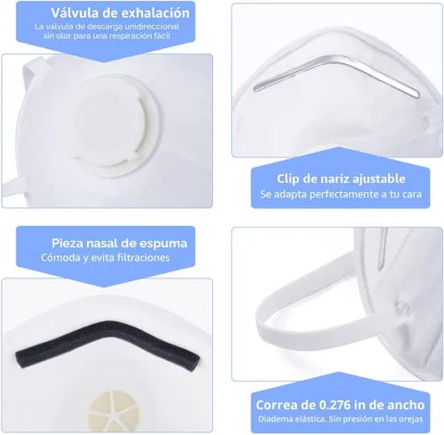 Vista 4 de GIKO Máscaras respiradoras N95 – 15 máscaras de seguridad certificadas por NIOSH máscara respiradora de partículas con válvula de respiración