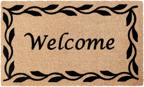 Vista 18 de A1 Home Collections - Alfombra redonda de entrada de Medio círculo de textura de relieve griego, Hello