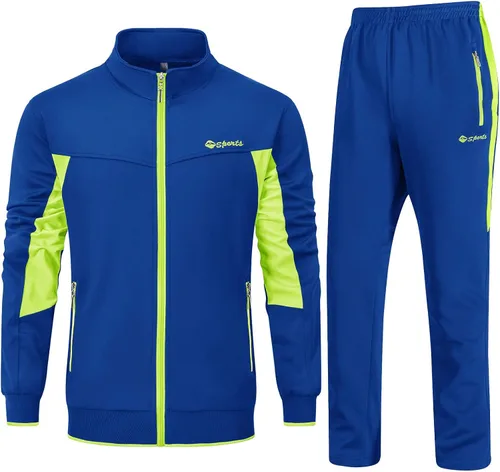 Vista 12 de Rdruko Conjunto Deportivo de 2 Piezas para Hombre, Traje Deportivo con Cremallera Completa, Sudaderas Deportivas para Gimnasio, Ropa Deportiva Gris