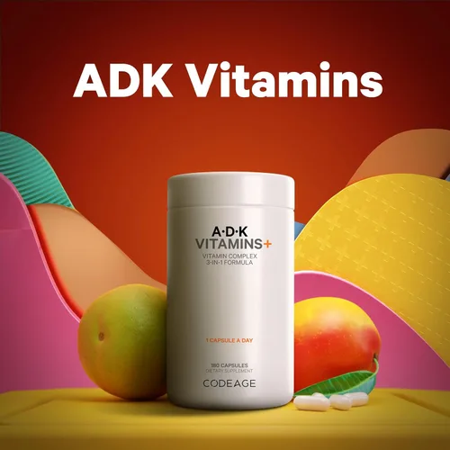 Vista 6 de Codeage Daily ADK - Paquete de vitaminas y probióticos – Palmitato de retinilo de vitamina A, colecalciferol de vitamina D3, vitamina K, 50 mil