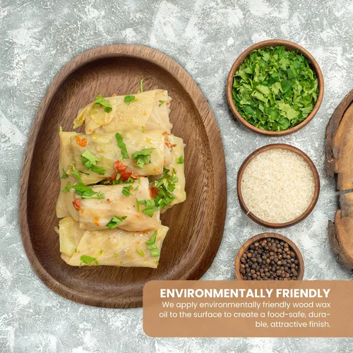 Vista 5 de Bandejas de alimentos - Paquete de 2 - Bandeja de alimentos - Bandeja para servir - Bandejas para comer - Bandeja de madera - Bandeja para servir