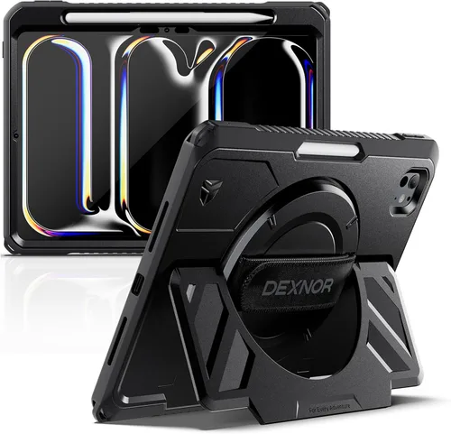 Vista 11 de Dexnor Funda para iPad mini 7 (A17 Pro) 2024/mini 6 2021 de 8.3 pulgadas, funda protectora resistente con correa de mano giratoria de 360° y soporte
