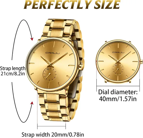 Vista 4 de Mens Watches Ultra-Thin Minimalist Waterproof-Fashion Wrist Watch for Men Unisex Dress with Stainless Steel Band-Black Hands