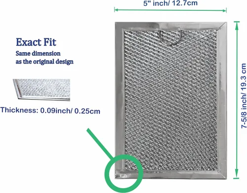 Vista 3 de Paquete de 2 filtros de grasa para microondas 5230W1A012C wb06x10309 compatibles con GE WB06X10359 WB06X10654 LG 5230W1A012A 5230W1A012B 5230W1A01B