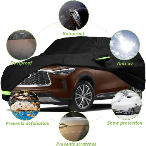 Vista 6 de YIXIN Funda impermeable para automóvil Infiniti QX80 2014-2026, ajuste personalizado, correa 100% impermeable a prueba de viento y bandas