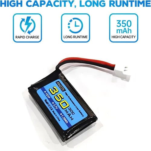 Vista 7 de 5 pilas Lipo de 3.7 V 350 mAh 1S con enchufe Molex y cargador para Syma X11C WLToys V911S RC Drone, XK A150 BF-109 FX651 FX621 Z60 Jet F-16 F-22