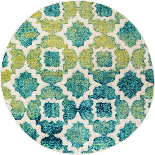 Vista 3 de Unique Loom Azalea Collection - Alfombra de área Dodd (redonda, 3 pies x 3 pies, color blanco/verde)