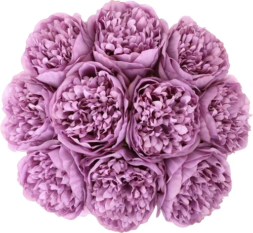Vista 16 de U'Artlines 10 cabezas de peonías artificiales de seda, hojas y flores para decoración del hogar, oficina, bodas, fiestas, festivales y bares (negro)