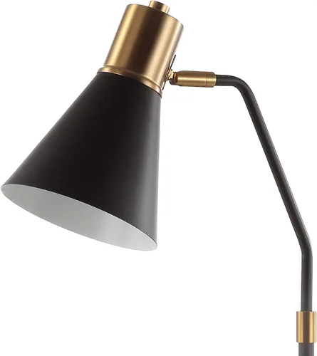 Vista 6 de JONATHAN Y Lámpara de trabajo LED de metal negro y latón de 22.5 pulgadas, lámpara de escritorio minimalista contemporánea de hierro con cabeza