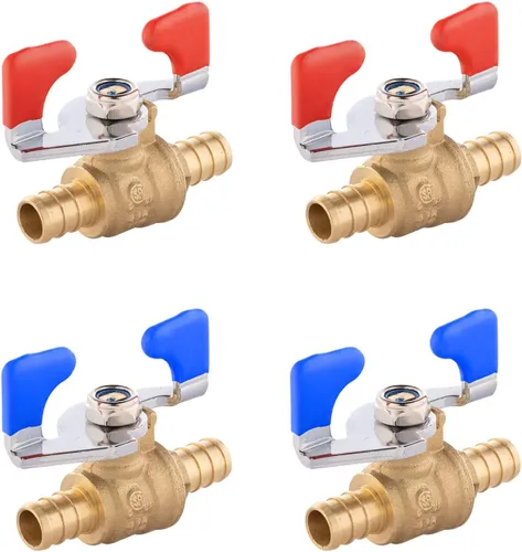Vista 10 de 1 válvula de bola EFIELD de 1/2 pulgada de púa Pex, nivel de mariposa azul Puerto completo de cierre de la válvula de bola,LF Latón-VALVE033(1)