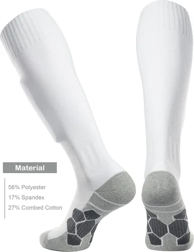 Vista 2 de APTESOL - Calcetas de fútbol hasta la rodilla (paquetes de 135) Calcetas acojinadas para niños, jóvenes, adultos, para equipos deportivos OTC