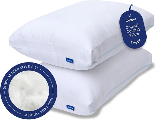 Vista 11 de Casper Sleep Original - Almohada refrescante tamaño estándar, sensación suave media, relleno alternativo al plumón, soporta dormir de lado, espalda