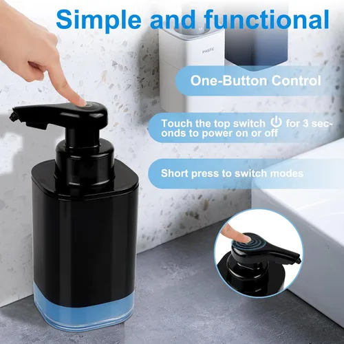 Vista 7 de AUMIO Dispensador automático de jabón líquido para manos, dispensador de jabón para encimera de baño sin contacto de 13.52 onzas, dispensador