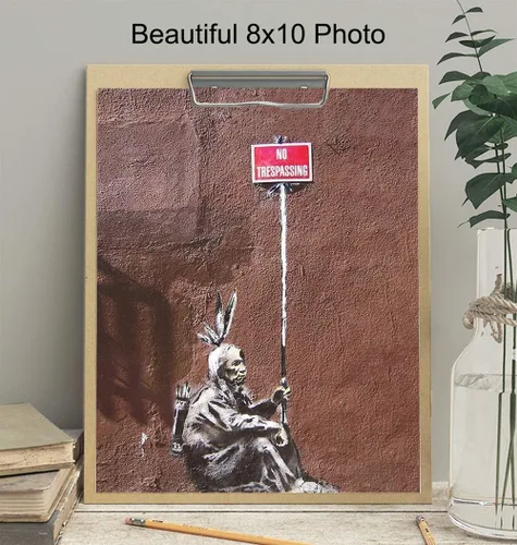 Vista 3 de Cartel de No Trespassing - Póster artístico de pared de Banksy - Impresión mural de arte urbano urbano de 8 x 10 pulgadas, decoración de habitación
