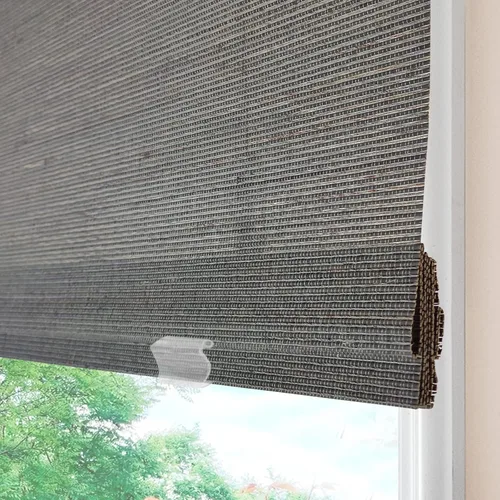 Vista 19 de Persianas romanas de bambú inalámbricas, 100% lino natural, diseño 1