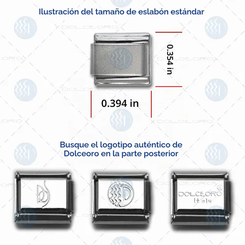 Vista 5 de Dolceoro brazalete de dijes italianos tradicionales de 9 mm, con eslabones modulares entrelazados de acero inoxidable - Personalizar *Corazón