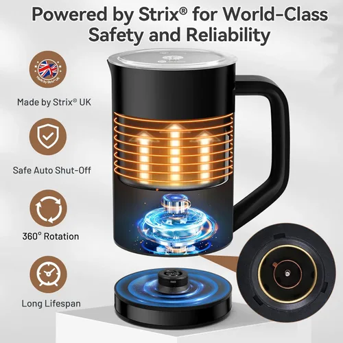 Vista 4 de Secura Espumador de leche, máquina automática de espuma caliente/fría de Negro