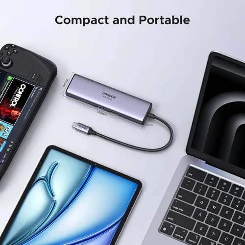Vista 6 de UGREEN Revodok - Hub USB C 7 en 1 con adaptador Gigabit Ethernet, HDMI 4K@60Hz, carga PD de 100W, puertos de datos USB A, lector de tarjetas SD/TF