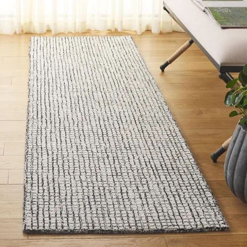 Vista 28 de SAFAVIEH Abstract Collection - Alfombra decorativa, 2 x 3 pies, marfil y negro, hecha a mano de lana y viscosa, ideal para zonas de alto tráfico