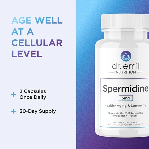 Vista 6 de DR. EMIL NUTRITION Suplementos de espermidina de 5 mg para hombres y mujeres Suplemento para el envejecimiento Espermidina pura 3HCL y tiamina