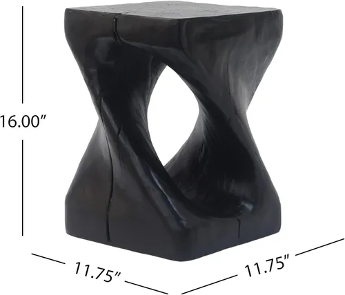 Vista 2 de WILLIAMSPACE Mesa de café lateral pequeña con forma de giro única, mesa de acento final moderna para sofá de sala de estar, estilo retro de granja