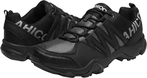 Vista 7 de Ahico Zapatos de senderismo para hombre, resistentes al agua, para exteriores, senderismo, antideslizantes, ligeros, transpirables, para acampar