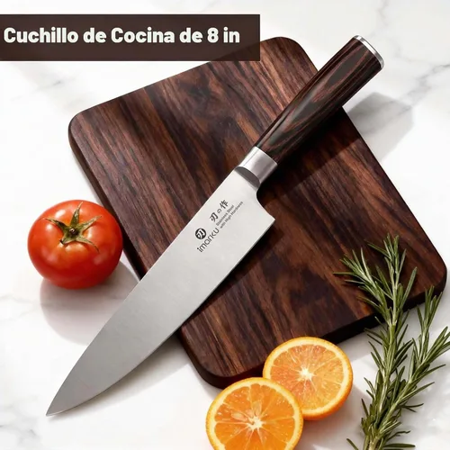 Vista 6 de Imarku cuchillo de chef de 25,40 cm, cuchillo de cocina de acero alemán rico en carbono con mango ergonométrico