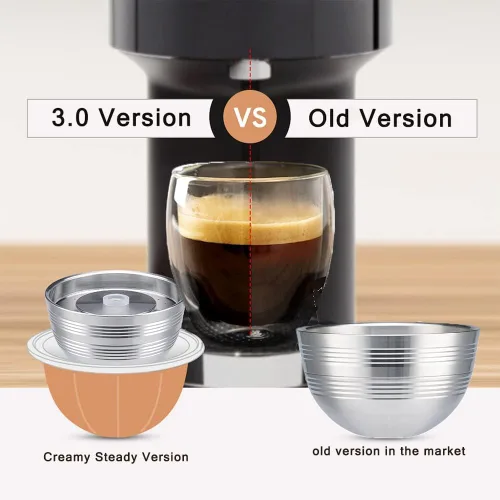 Vista 4 de Sesama Cápsula de café de acero inoxidable compatible con VERTUO NEXT y POP New Model & VertuoPlus y Delonghi ENV135S - Soporte para cápsulas