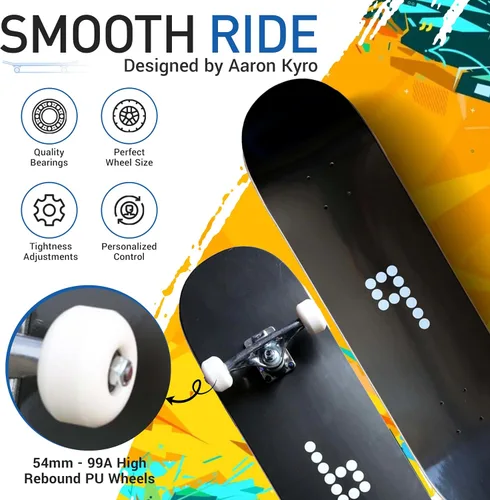 Vista 7 de Braille - Patineta completa para adultos, adolescentes, niños y niñas, patineta estándar para trucos, patineta profesional de 31.5 pulgadas