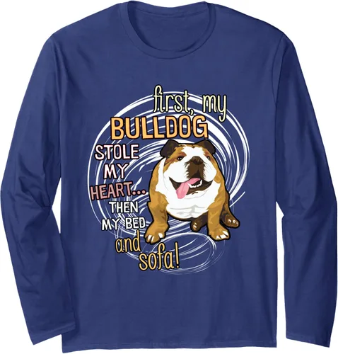 Vista 6 de Funny Bulldog Long Sleeve Tshirt for English Bulldog Lovers Negro