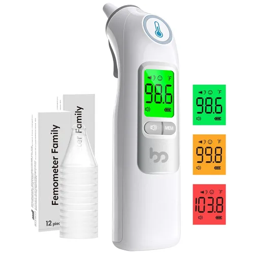 Vista 10 de Termómetro de oído de la familia femometer, termómetro de oído altamente preciso para niños, adultos y bebés, 30 recordatorios de memoria, resultado