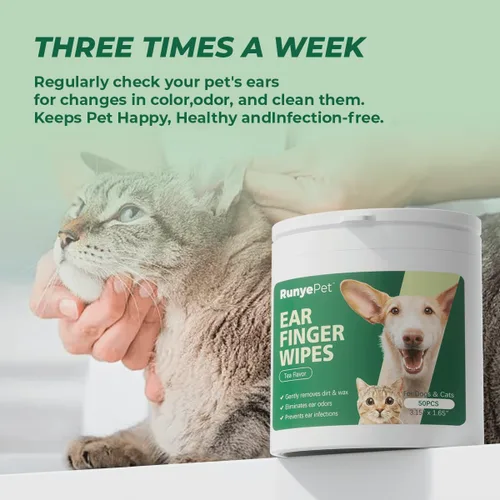 Vista 5 de Toallitas de limpieza de oídos para perros y gatos, toallitas suaves prehumedecidas para eliminar suavemente la cera y la suciedad, formulación a