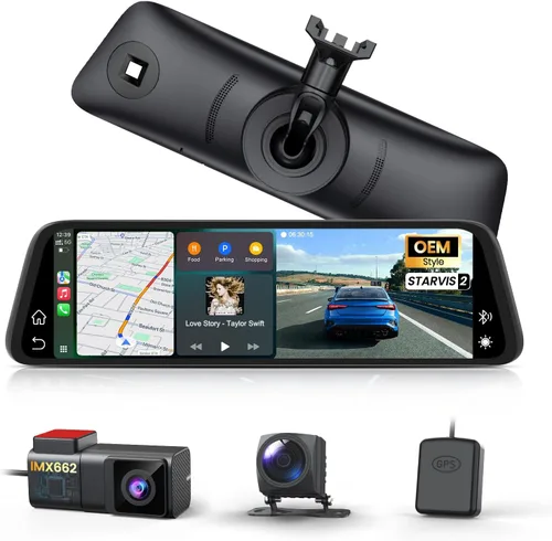 Vista 9 de AUTO-VOX T9PRO Cámara de espejo retrovisor OEM con lente frontal independiente 9.35" Full Laminated Touch Screen Mirror Dash Cam Front and Rear