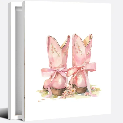 Vista 32 de Heltrappe Botas de vaquera con lazo rosa costero, arte de pared, diseño de coqueta, estilo occidental, bohemio, femenino, póster femenino