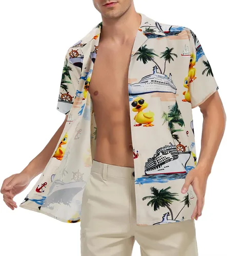 Vista 171 de Camisa hawaiana para hombre, con estampado floral, cómoda, con botones, casual, manga corta, ropa de playa para hombre
