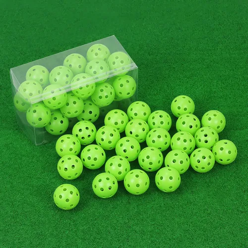 Vista 12 de Pelotas de golf de plástico para práctica de vuelo limitado, pelota de entrenamiento de golf hueca para práctica de swing, pelotas de golf
