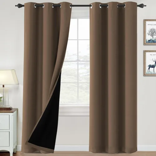 Vista 110 de H.VERSAILTEX Cortinas 100% de opacidad para dormitorio, con aislamiento térmico, cortinas opacas de 63 pulgadas de largo, cortinas de bloqueo
