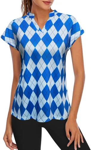 Vista 3 de MISS FORTUNE Camiseta de golf con cuello en V y secado rápido para mujer