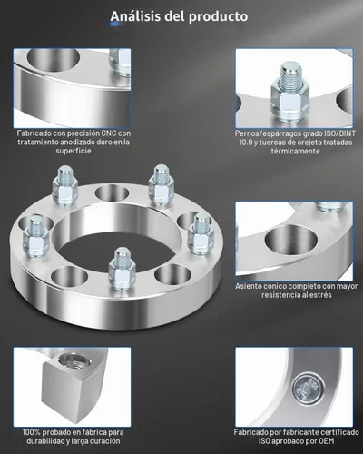 Vista 9 de ECCPP - 4 espaciadores de rueda de 1.25 pulgadas y 5 lengüetas de 0.197 x 0.2 x 5.5 in con pernos de 1/2 pulgada de 4.252 in para Dodge Ram 1500