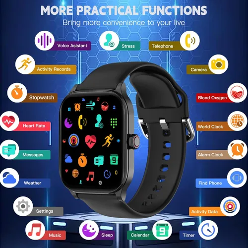 Vista 6 de Reloj inteligente para mujeres y hombres con texto y llamadas, nuevos relojes inteligentes con IA 2025 con monitor de frecuencia cardíaca