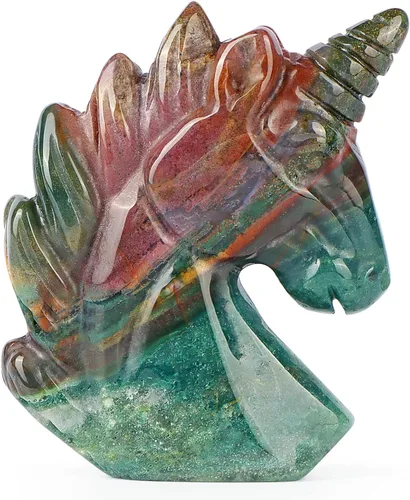 Vista 8 de Artistone Estatua de piedra preciosa de cristal de unicornio de 2 pulgadas, colección de esculturas tallada a mano con piedra curativa de Reiki