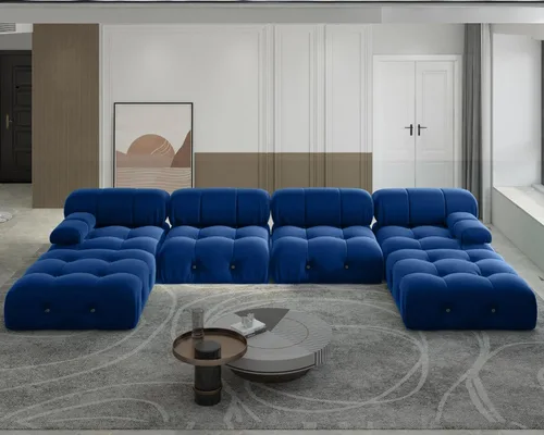 Vista 20 de JACH Sofá modular convertible de 104 pulgadas, sofás minimalistas de terciopelo de mediados de siglo, sofá ancho de 3 asientos moderno de lujo
