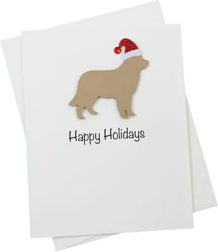 Vista 21 de Black Doodle Bernedoodle - Tarjetas de Navidad (10 unidades), hechas a mano, base blanca, perro con sombrero de Papá Noel Negro