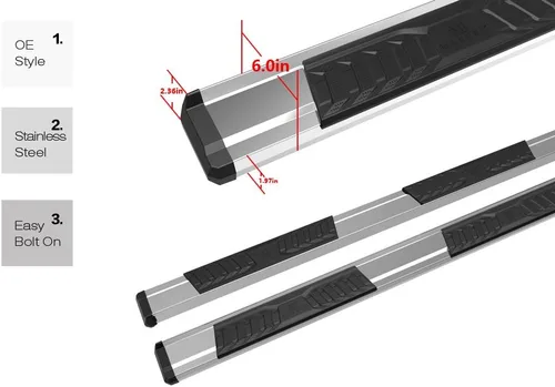 Vista 3 de APS Estribos cromados estilo OE Nerf compatibles con Ford F150 SuperCrew Cab 2015-2026 y F150 Lightning 2022-2026 y F-250 F-350 Super Duty 2017-2026