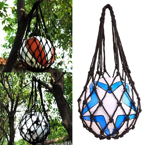 Vista 2 de Bolsa de red de baloncesto para fútbol, almacenamiento de malla de fútbol, soporte de pelota deportiva, bolsa de transporte de nailon duradera