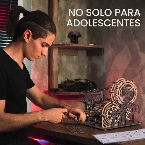 Vista 6 de ROBOTIME Rompecabezas 3D Marble Run - LGA01 Marble Night City Modelo de madera para construir - Kits de construcción de modelos para adultos