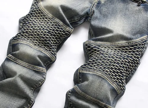 Vista 3 de RXXKKK Jeans clásicos de motociclista con cremallera y ajuste regular para hombre