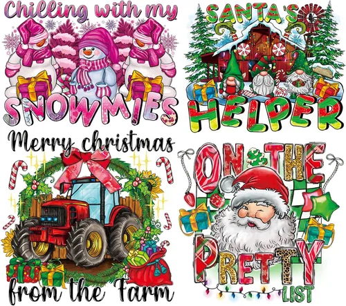 Vista 9 de Parches de transferencia de calor navideños con diseño de ciervo, árbol de Navidad, automóvil, vinilo para planchar para otoño, invierno, Navidad