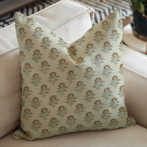Vista 11 de Funda de cojín decorativa de algodón grueso hecho a mano con estampado floral boho, 14x14 pulgadas, con cremallera invisible, perfecta