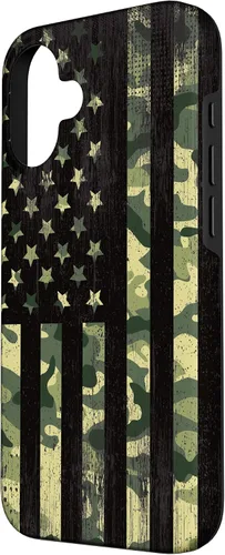 Vista 2 de iPhone 16 American Flag Camo Camouflage Black Patriotic Pride Case